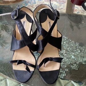 Manolo Blahnik black satin heels size 5, 35